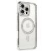 Mey İthalat®  iPhone 16 Pro Kılıf Joke Simli Magneticsafe Kılıf - Gümüş