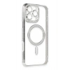 Mey İthalat®  iPhone 16 Pro Kılıf Joke Simli Magneticsafe Kılıf - Gümüş