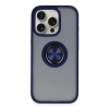 Mey İthalat®  iPhone 16 Pro Kılıf Montreal Yüzüklü Silikon Kapak - Lacivert