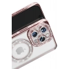 Mey İthalat®  iPhone 16 Pro Max Kılıf Joke Simli Magneticsafe Kılıf - Pembe
