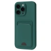 Mey İthalat®  iPhone 16 Pro Max Kılıf Kelvin Kartvizitli Silikon - Koyu Yeşil