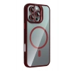 Mey İthalat®   iPhone 16 Pro Max Remim Lensli Magsafe Standlı Kapak - Bordo