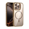 Mey İthalat®   iPhone 16 Pro Max Remim Lensli Magsafe Standlı Kapak - Kahverengi