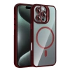 Mey İthalat®   iPhone 16 Pro Remim Lensli Magsafe Standlı Kapak - Bordo
