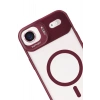 Mey İthalat®   iPhone 17 Air Remim Lensli Magsafe Standlı Kapak - Bordo