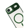Mey İthalat®   iPhone 17 Air Remim Lensli Magsafe Standlı Kapak - Koyu Yeşil