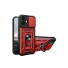 Mey İthalat®   iPhone 17 Pars Lens Yüzüklü Silikon - Kırmızı