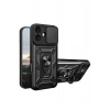 Mey İthalat®   iPhone 17 Pars Lens Yüzüklü Silikon - Siyah