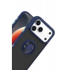 Mey İthalat®   iPhone 17 Pro Max Montreal Yüzüklü Silikon Kapak - Lacivert