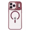 Mey İthalat®   iPhone 17 Pro Max Remim Lensli Magsafe Standlı Kapak - Bordo