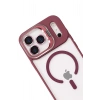 Mey İthalat®   iPhone 17 Pro Max Remim Lensli Magsafe Standlı Kapak - Bordo