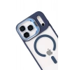 Mey İthalat®   iPhone 17 Pro Max Remim Lensli Magsafe Standlı Kapak - Lacivert