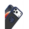 Mey İthalat®   iPhone 17 Pro Montreal Yüzüklü Silikon Kapak - Lacivert