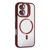 Mey İthalat®   iPhone 17 Remim Lensli Magsafe Standlı Kapak - Bordo