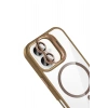 Mey İthalat®   iPhone 17 Remim Lensli Magsafe Standlı Kapak - Kahverengi