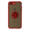 Mey İthalat®  iPhone 7 Plus Kılıf Montreal Yüzüklü Silikon Kapak - Kırmızı