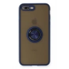 Mey İthalat®  iPhone 7 Plus Kılıf Montreal Yüzüklü Silikon Kapak - Lacivert