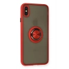 Mey İthalat®  iPhone X Kılıf Montreal Yüzüklü Silikon Kapak - Kırmızı