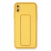 Mey İthalat®  iPhone XS Max Kılıf Coco Deri Standlı Kapak - Sarı