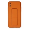 Mey İthalat®  iPhone XS Max Kılıf Coco Deri Standlı Kapak - Turuncu