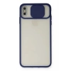 Mey İthalat® iPhone XS Max Kılıf Palm Buzlu Kamera Sürgülü Silikon - Lacivert