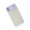 Mey İthalat®  iPhone XS Max Kılıf Palm Buzlu Kamera Sürgülü Silikon - Lila