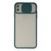 Mey İthalat®  iPhone XS Max Kılıf Palm Buzlu Kamera Sürgülü Silikon - Yeşil