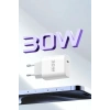 Mey İthalat®  JK89 30W Type-C Çıkışlı Ekstra DC66 1M Type-C to Lightning  Kablolu PD Şarj Cihazı - Beyaz