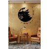 Mey İthalat® Kurt Temalı Lazer Kesim Ahşap Duvar Saati - 40x40 cm Dekoratif