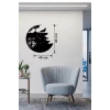Mey İthalat® Kurt Temalı Lazer Kesim Ahşap Duvar Saati - 40x40 cm Dekoratif