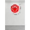 Mey İthalat® Manchester United Logolu Ahşap Duvar Saati - 40x40 cm Taraftar Hediyesi