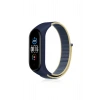 Mey İthalat® Mi Band 4 Hasırlı Cırtcırtlı Kordon - Sarı-Lacivert