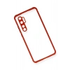 Mey İthalat® Mi Note 10 Lite Kılıf Miami Şeffaf Silikon - Kırmızı