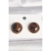 Mey İthalat® Pirinç Gold Renk 3D Daire Leopar Model Kadın Küpe