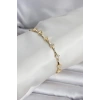 Mey İthalat® Pirinç Gold Renk Damla Model Zirkon Taşlı Kadın Bileklik
