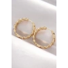Mey İthalat® Pirinç Gold Renk Zincir Model Halka Küpe