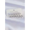 Mey İthalat® Pirinç Gümüş Renk İnce Oval Küpe Seti