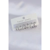 Mey İthalat® Pirinç Gümüş Renk Oval Bombeli Küpe Seti