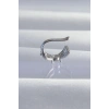 Mey İthalat® Pirinç Gümüş Renk Zirkon Taş Kaplama Earcuff Küpe