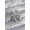 Mey İthalat® Pirinç Gümüş Renk Zirkon Taşlı Oval Model Küpe
