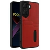 Mey İthalat® Poco X7 Pro Kılıf Sara Kartvizitli Deri Kılıf - Kırmızı
