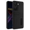 Mey İthalat® Poco X7 Pro Kılıf Sara Kartvizitli Deri Kılıf - Siyah