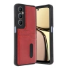 Mey İthalat® Realme C65 Sara Kartvizitli Deri Kılıf - Kırmızı