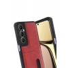 Mey İthalat® Realme C65 Sara Kartvizitli Deri Kılıf - Kırmızı