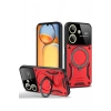 Mey İthalat®   Redmi 13C Kılıf Joy Lens Standlı Kapak - Kırmızı