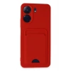 Mey İthalat®   Redmi 13C Kılıf Kelvin Kartvizitli Silikon - Kırmızı