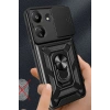 Mey İthalat®   Redmi 13C Kılıf Pars Lens Yüzüklü Silikon - Siyah