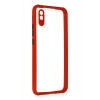 Mey İthalat® Redmi 9A Kılıf Miami Şeffaf Silikon - Kırmızı