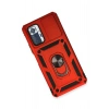 Mey İthalat®   Redmi Note 10 Pro Kılıf Pars Lens Yüzüklü Silikon - Kırmızı