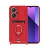 Mey İthalat®   Redmi Note 13 Pro Plus Kılıf Zuma Kartvizitli Yüzüklü Silikon - Kırmızı